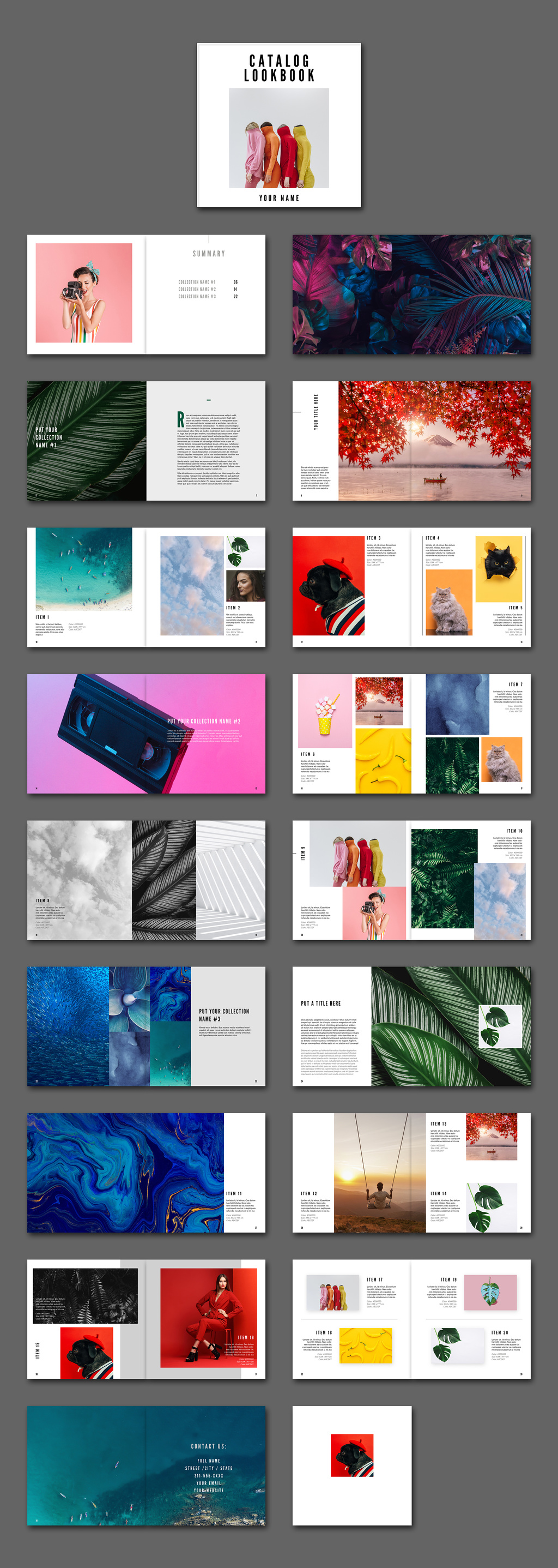 36页A4极简主义风格产品目录杂志画册设计素材