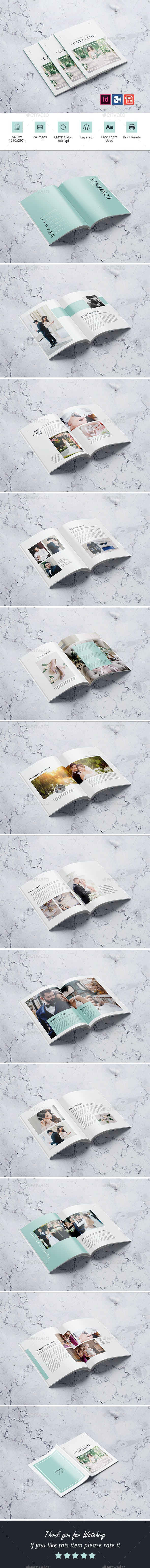 A4简约时尚的婚礼杂志画册设计INDD模板