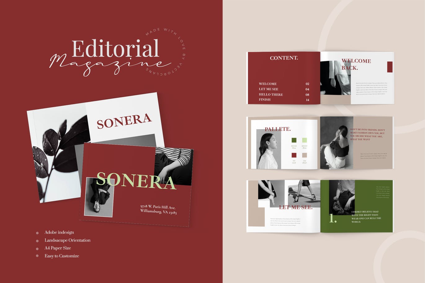 红色时尚高端简约杂志宣传册杂志摄影作品集模板