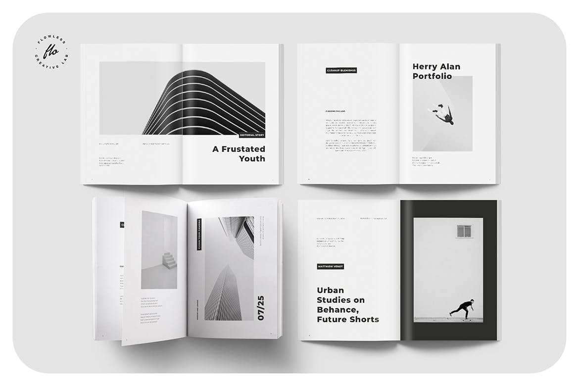 青年BW摄影作品集画册杂志模板（INDD）