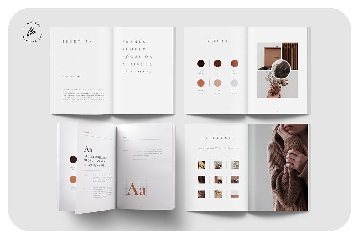 高端时尚品牌VI设计手册和指南模板下载（indd）