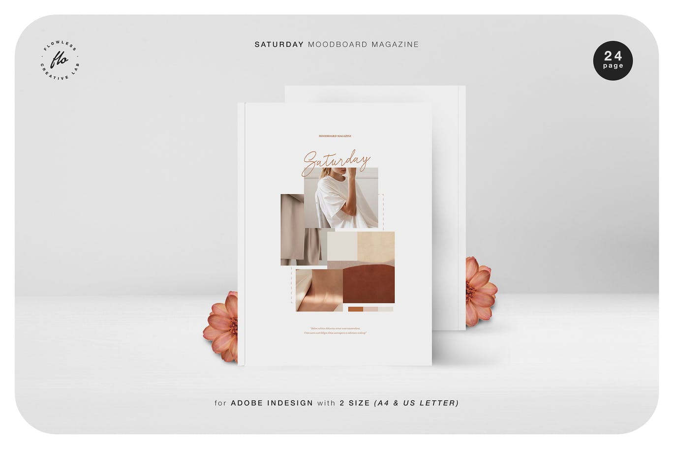 时尚高端简约清新优雅品牌手册画册宣传册杂志书籍装帧设计模板-indd