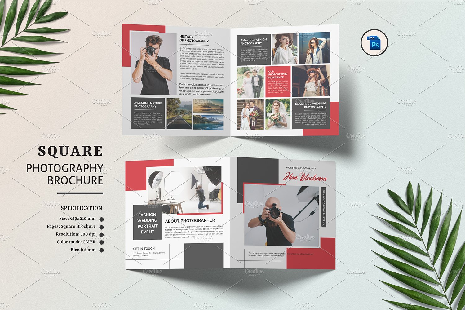 摄影方形宣传册设计psd模板
