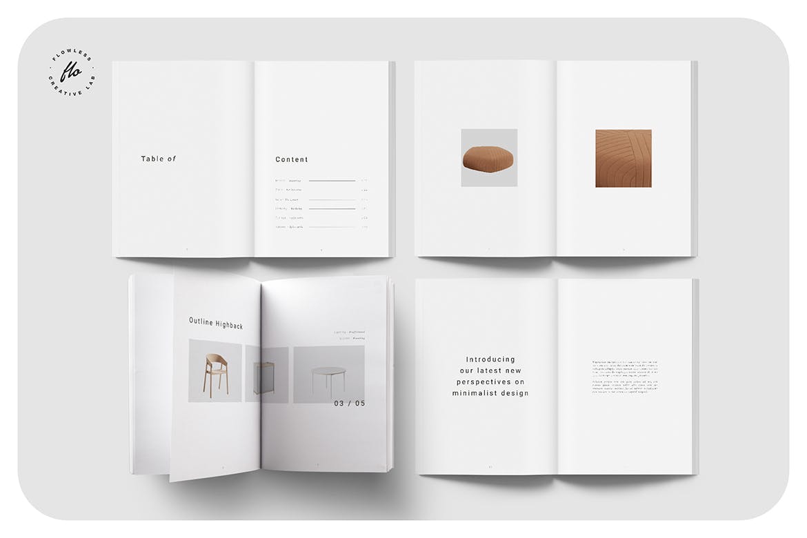 性冷淡风格东京极简室内设计杂志画册模板（INDD）