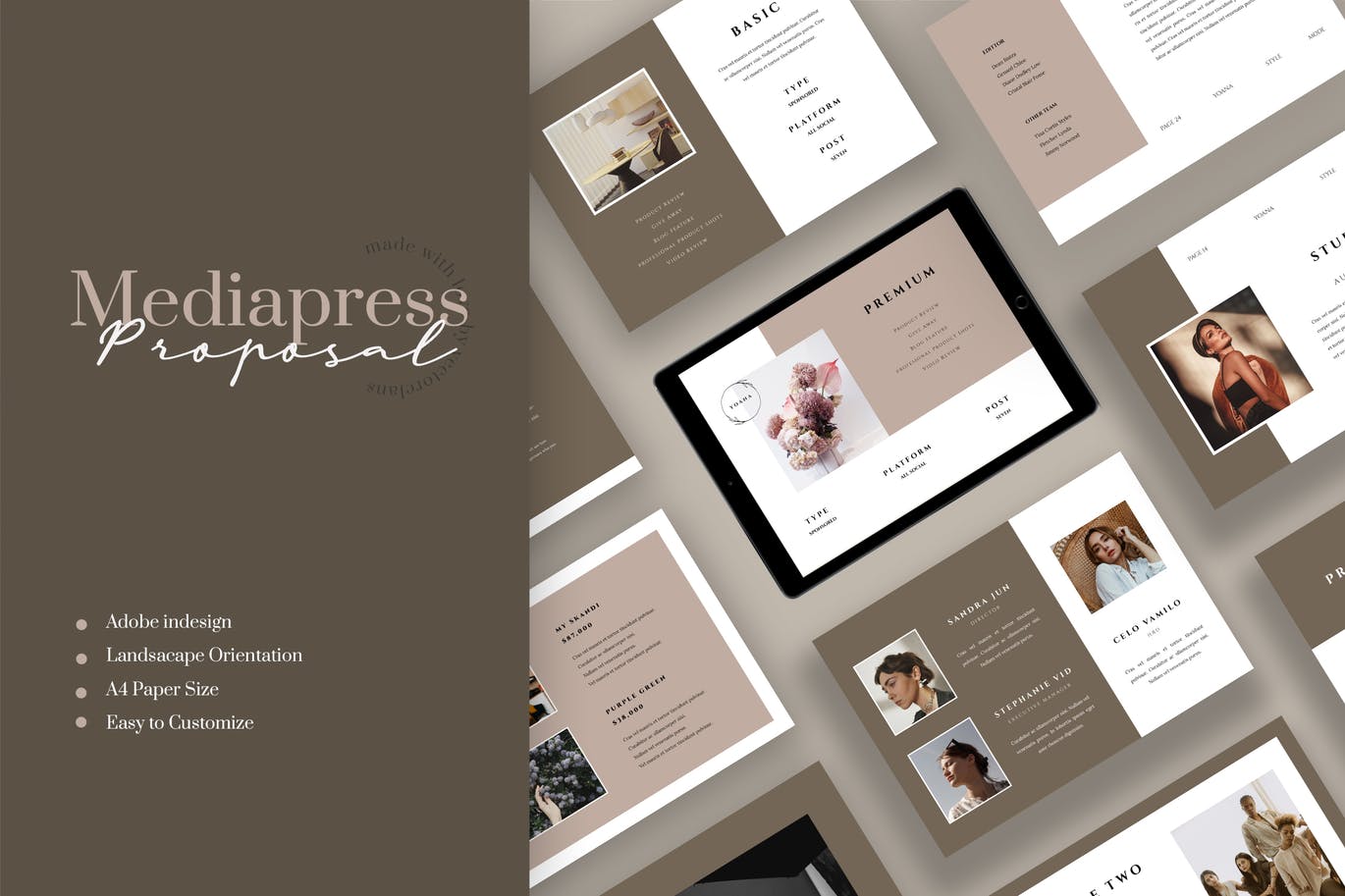 时尚高端优雅清新简约品牌手册画册宣传册杂志设计模板