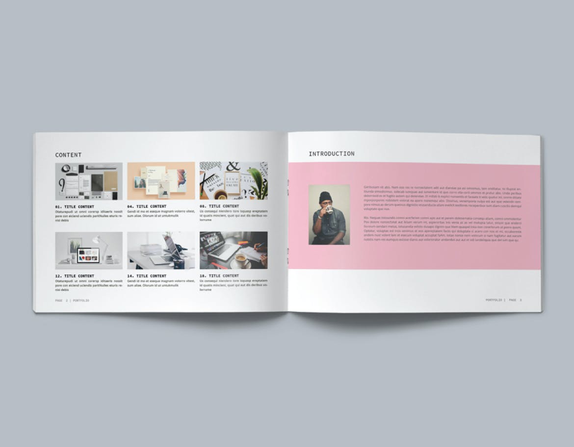 极简主义时尚大图横版画册模板下载（indd）