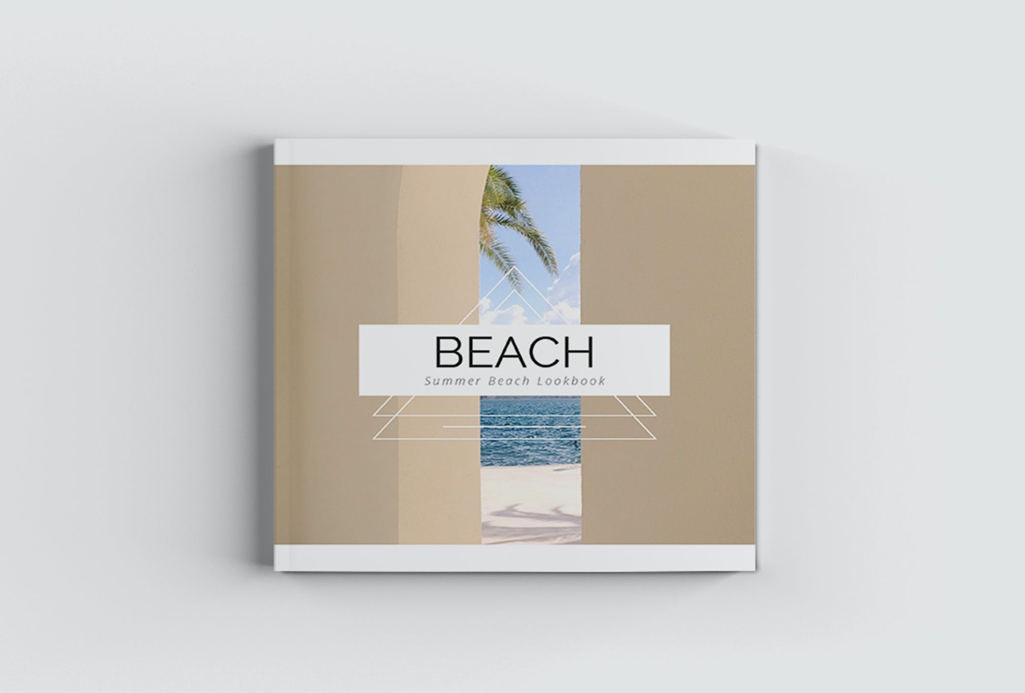 方形海滩介绍画册模板