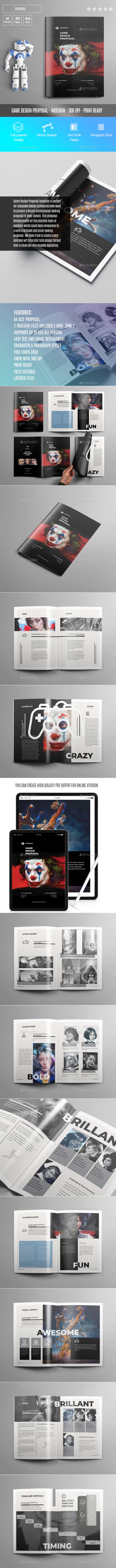 A4尺寸游戏设计提案杂志画册模板