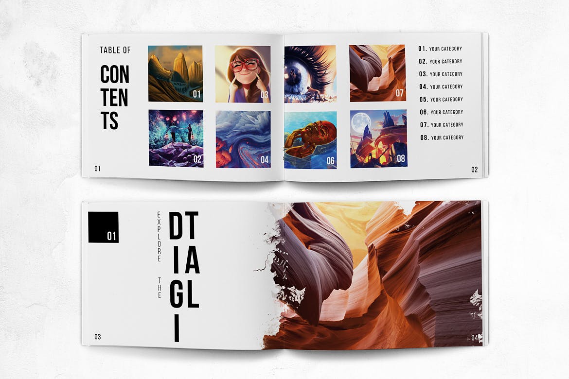 个人作品展示适合的专业杂志模板下载[PSD]