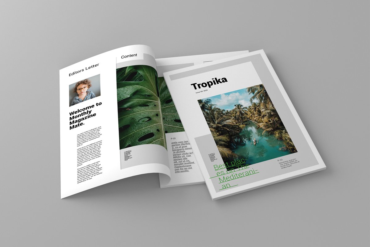 热带旅行摄影杂志画册模板