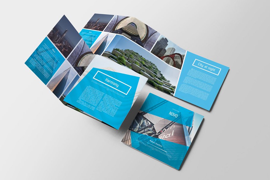 通用画册设计模板 Novo Square Trifold Brochure