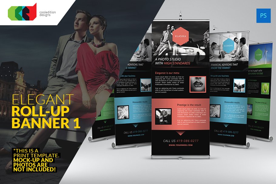 优雅的易拉宝模板 Elegant Roll-Up Banner 1