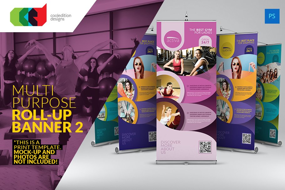 健身易拉宝设计模板 Multipurpose Roll-Up Banner 2