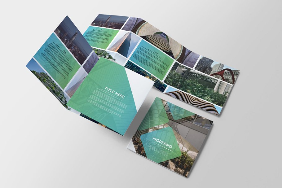 多图方形画册模板下载 Moderno Square Trifold