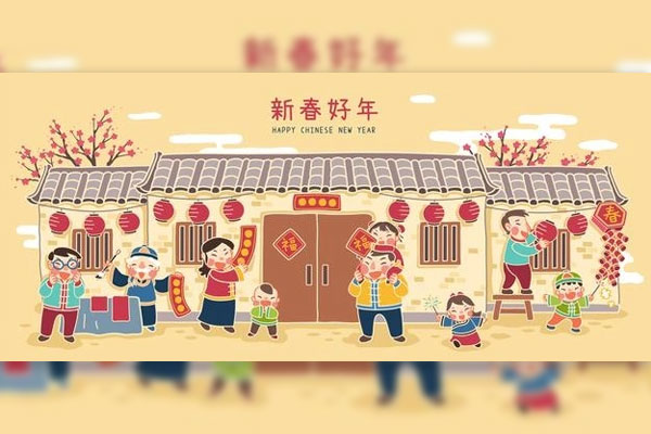 新春新年人物场景矢量Banner素材[eps]