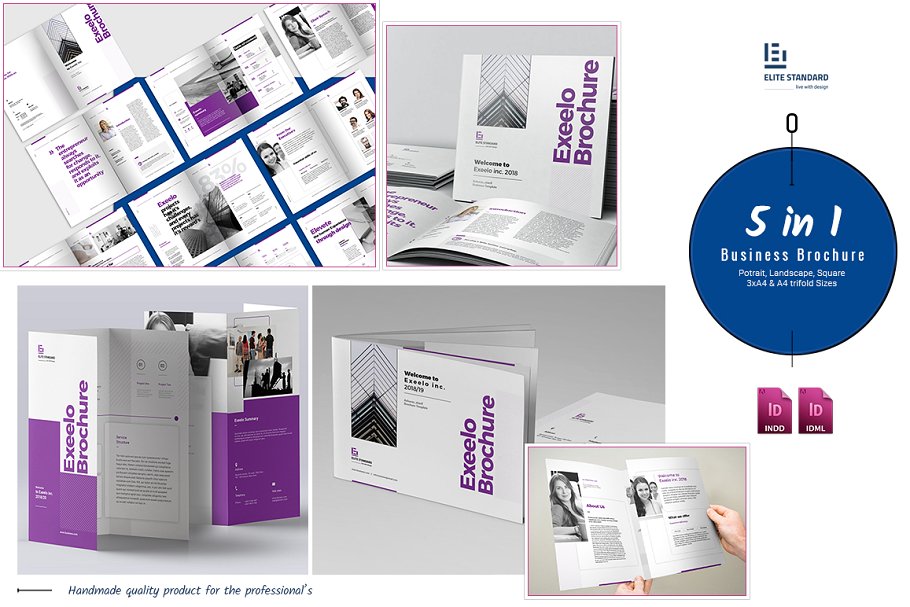 时尚现代的企业宣传册杂志模板5合1套装