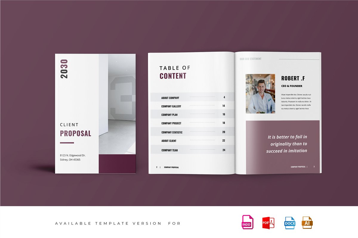 紫色系商业项目提案杂志图册设计模板