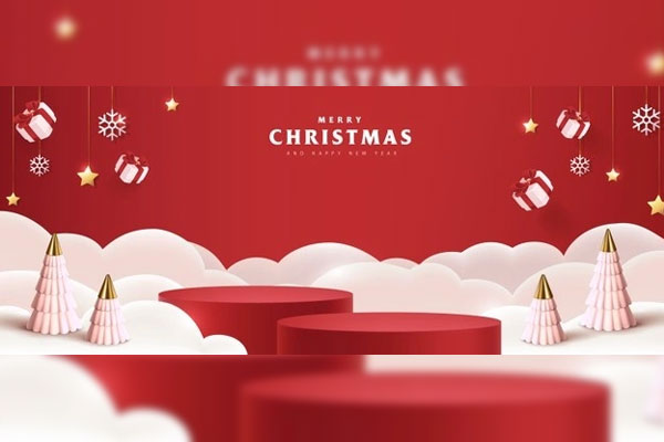 红色挂件装饰圣诞节日Banner设计素材[EPS]