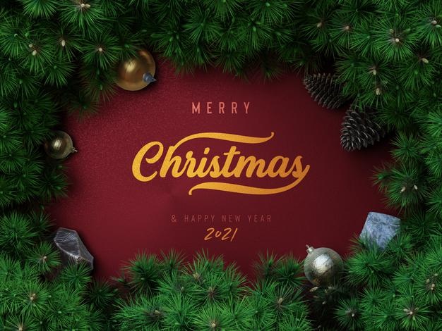 圣诞松树枝装饰框架海报素材[psd]