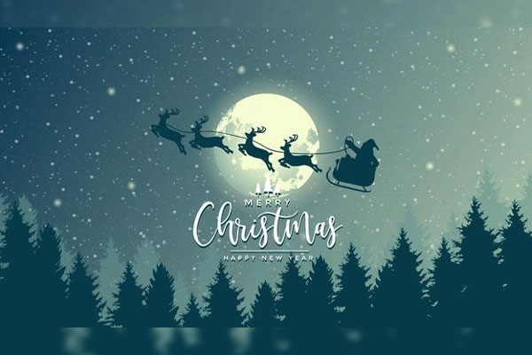 飞天雪橇圣诞快乐插画背景[EPS]