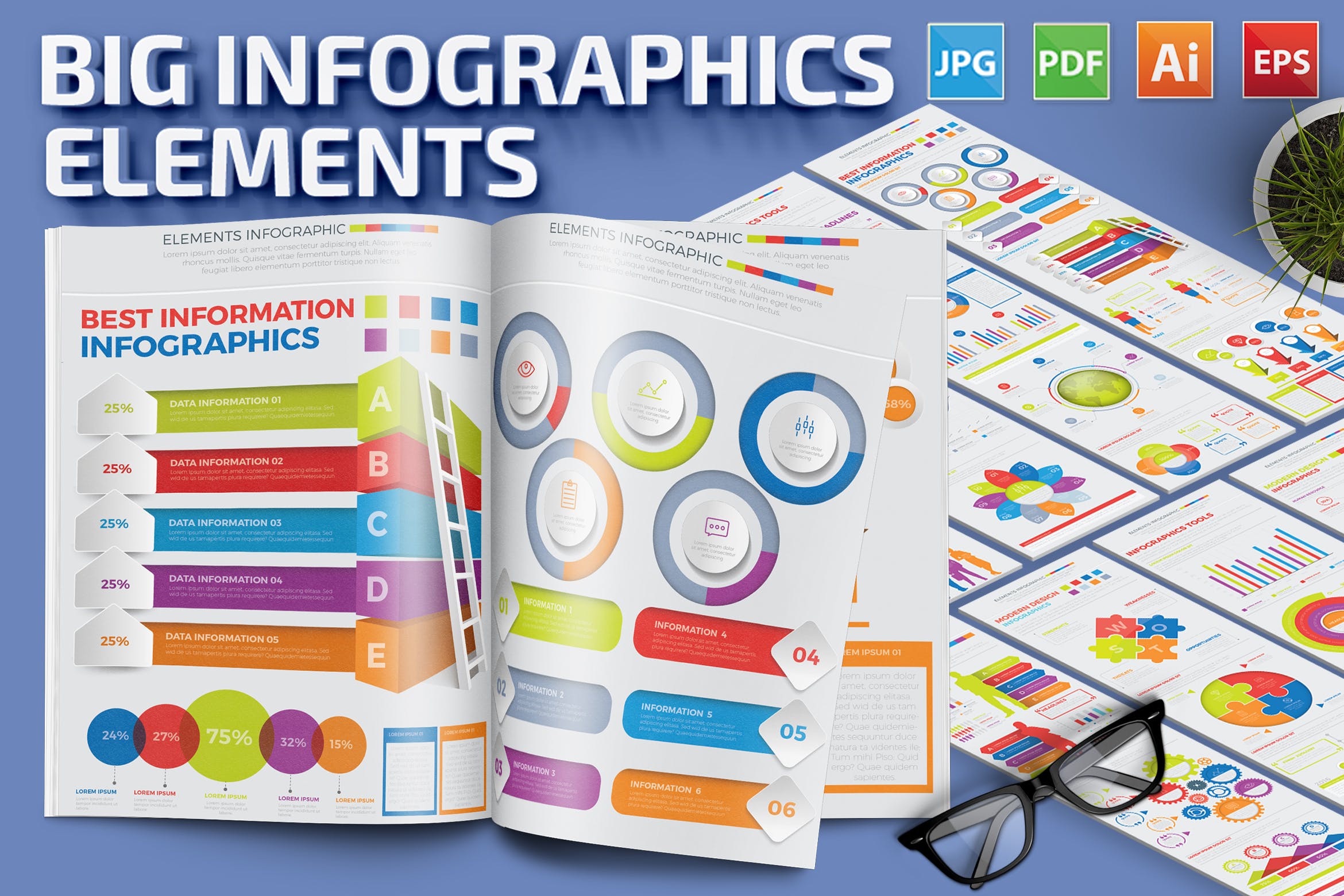大数据信息图表元素素材下载[Ai]