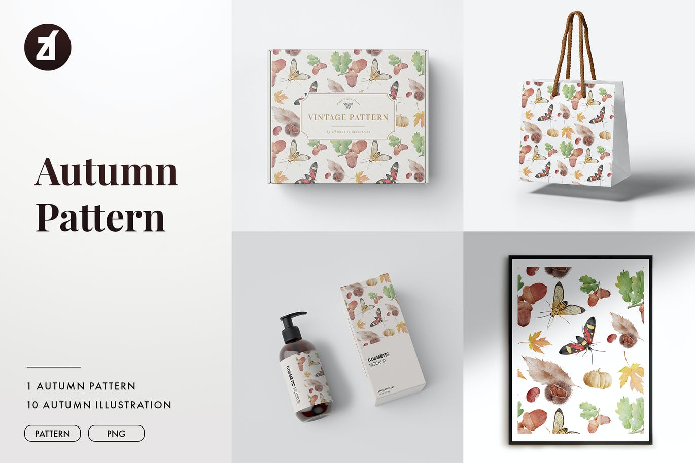 时尚高端简约清新优雅多用途的高品质手绘秋天水彩水粉水墨插画图案大集合