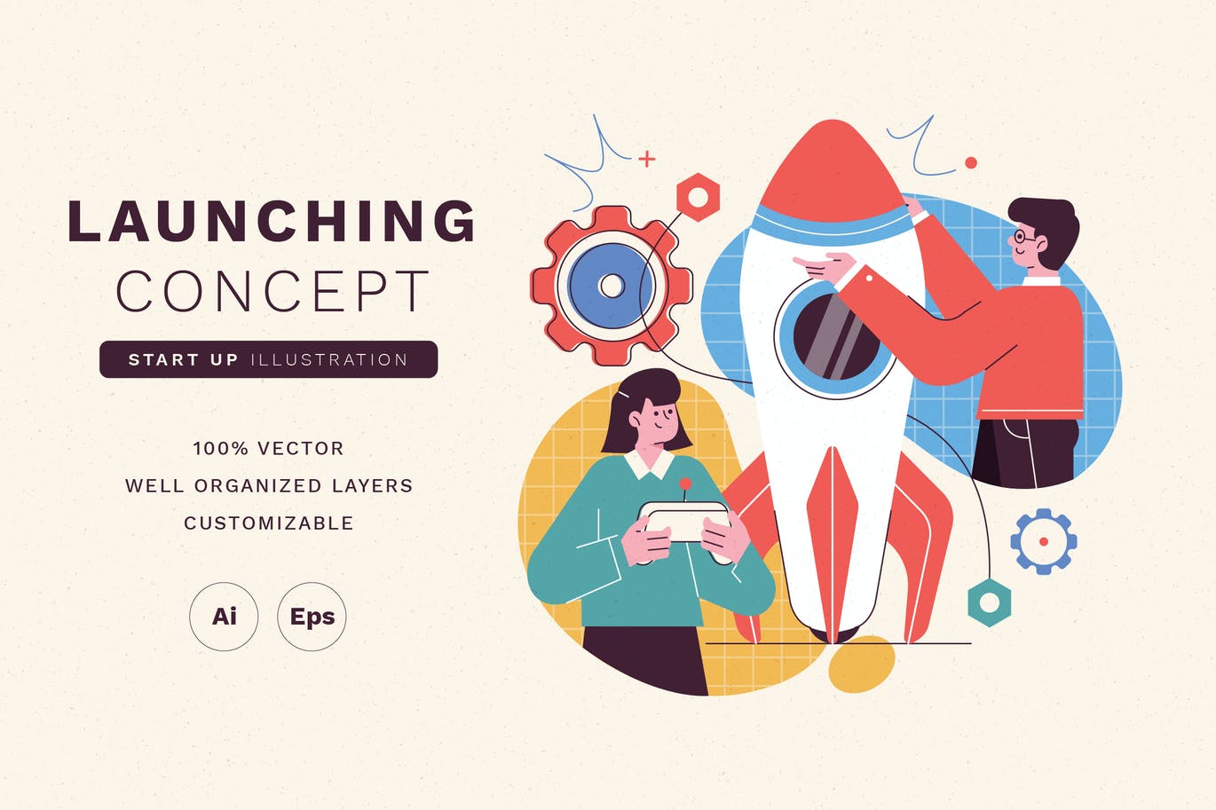 时尚高端简约清新谷歌风格的banner着陆页矢量UI插画大集合-AI，EPS