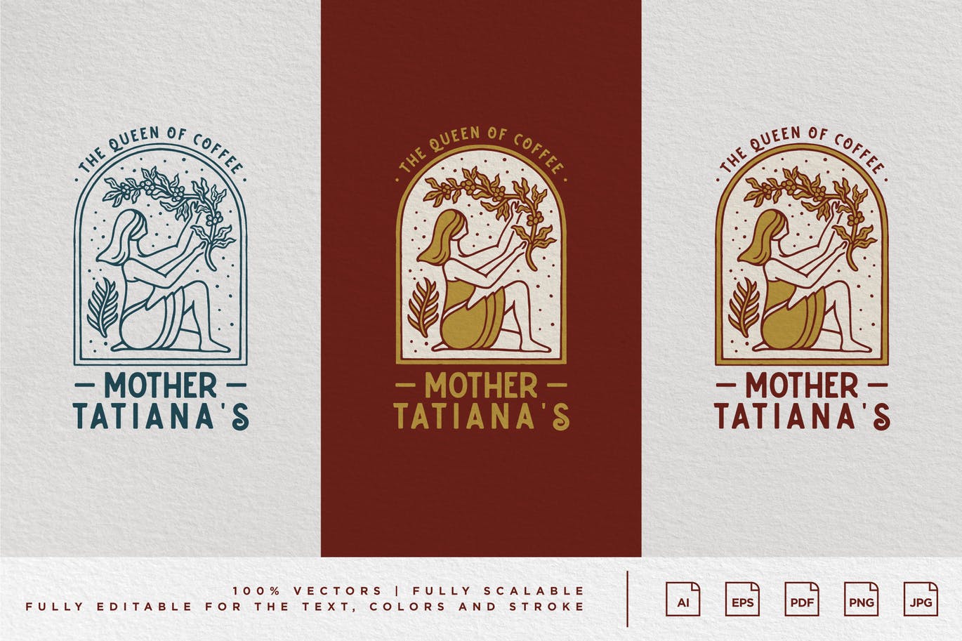 优雅艺术咖啡插画设计模板-AI，EPS，JPG，PDF，PNG