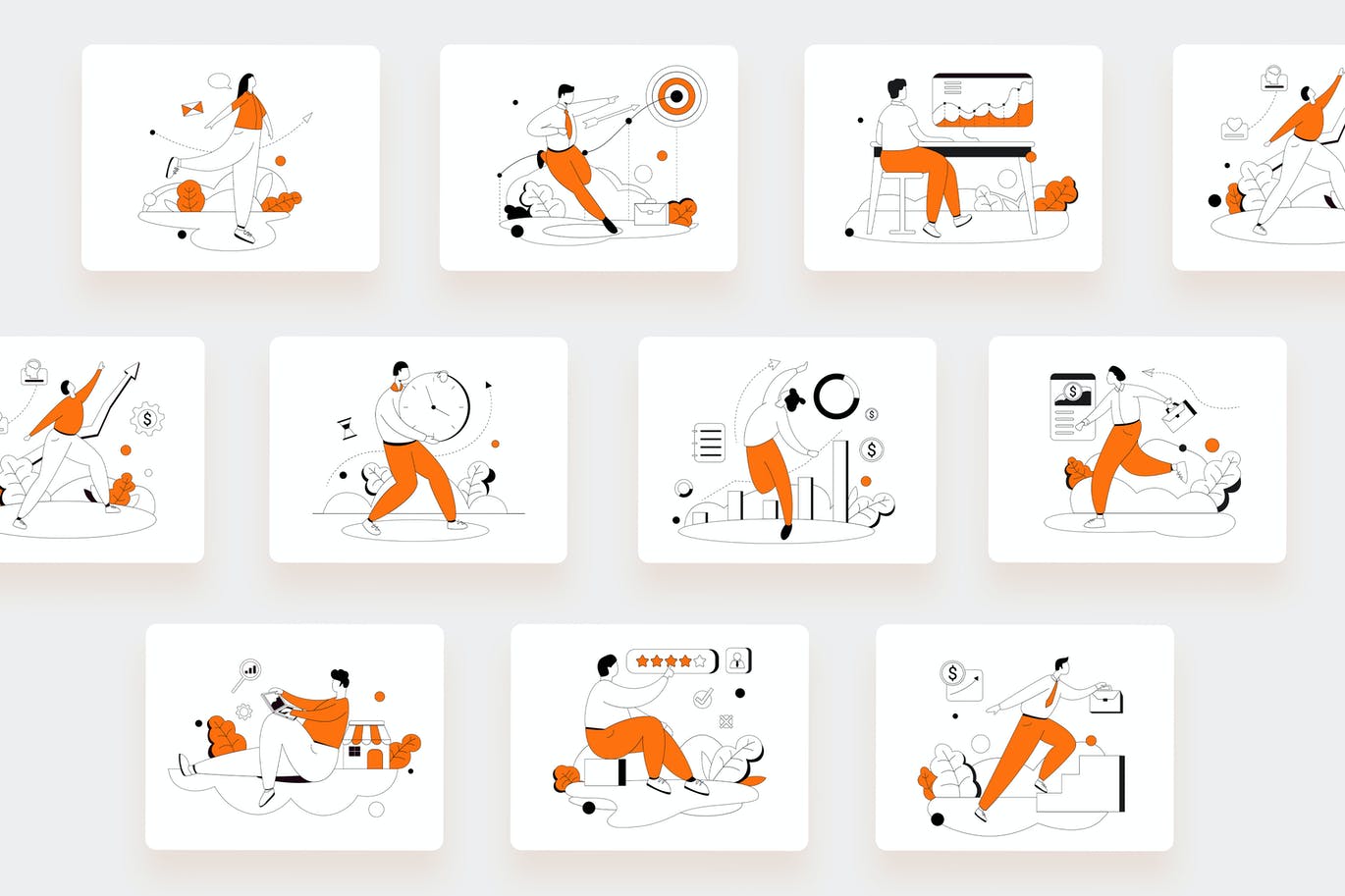 时尚高端简约优雅扁平化风格矢量插画插图集合-AI，EPS