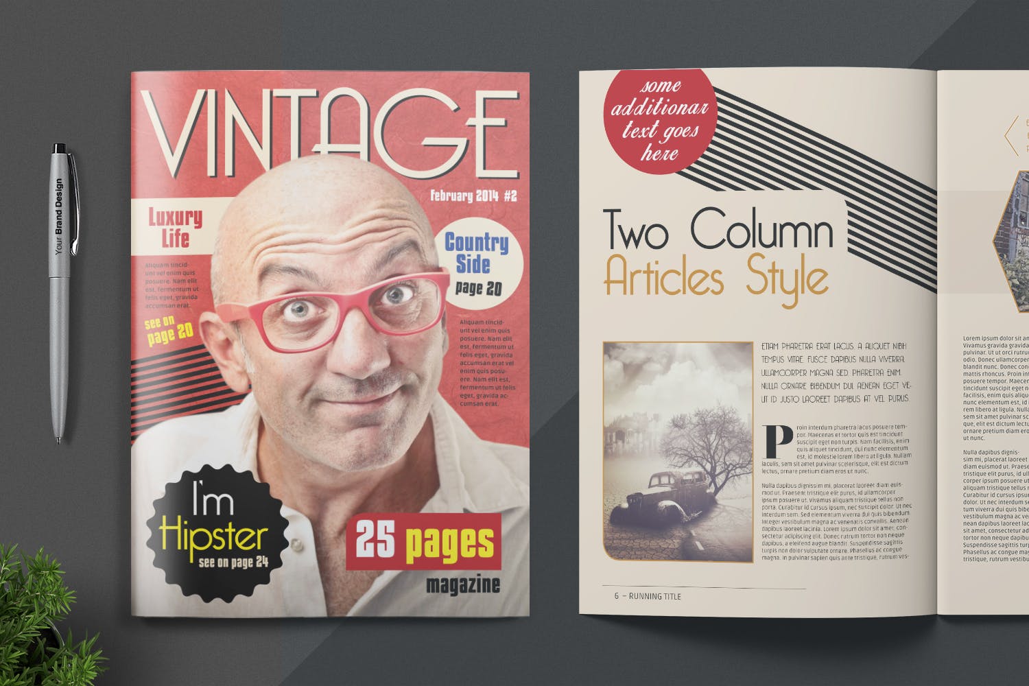 复古时尚的企业杂志企业宣传册画册模板企业内刊下载[indd]