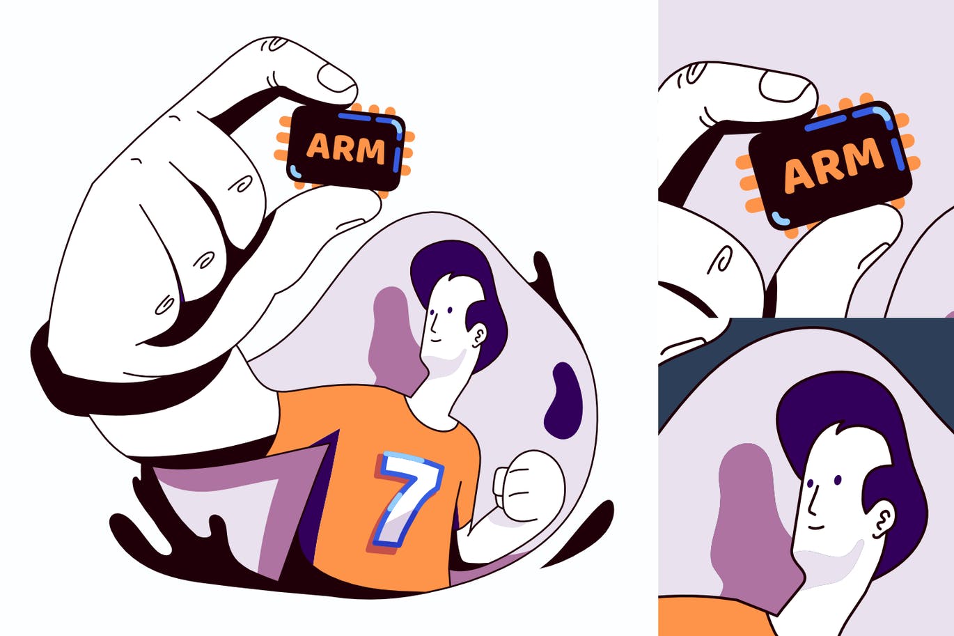 ARM处理器矢量插画海报设计模板