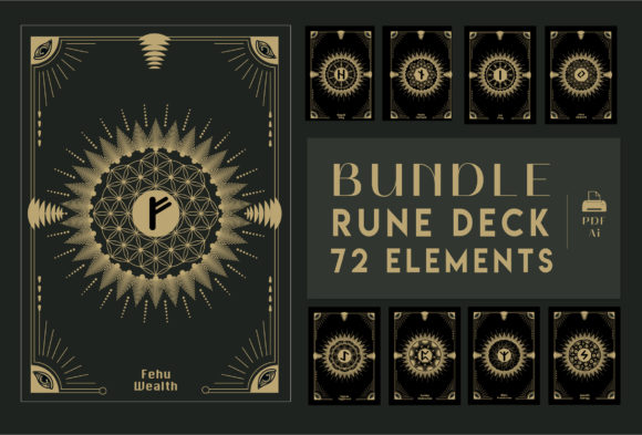 古老斯堪的纳维亚符文字母卡片插画素材