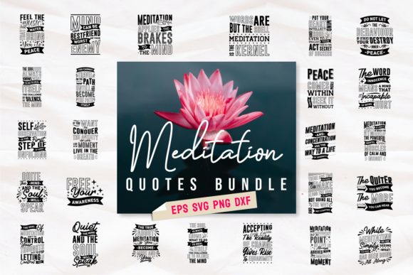 冥想主题名言语录SVG图形素材包