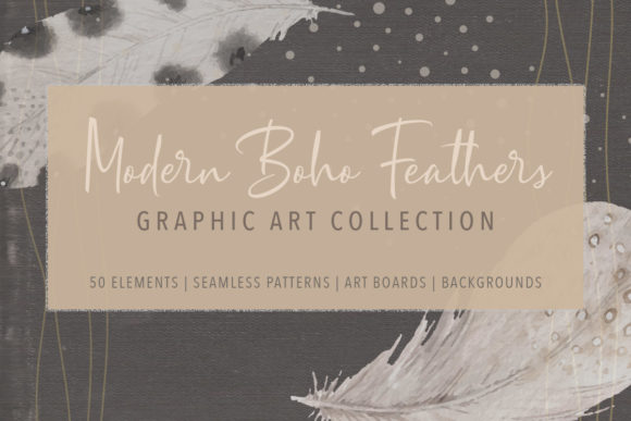 现代波西米亚风羽毛图形插画收藏集