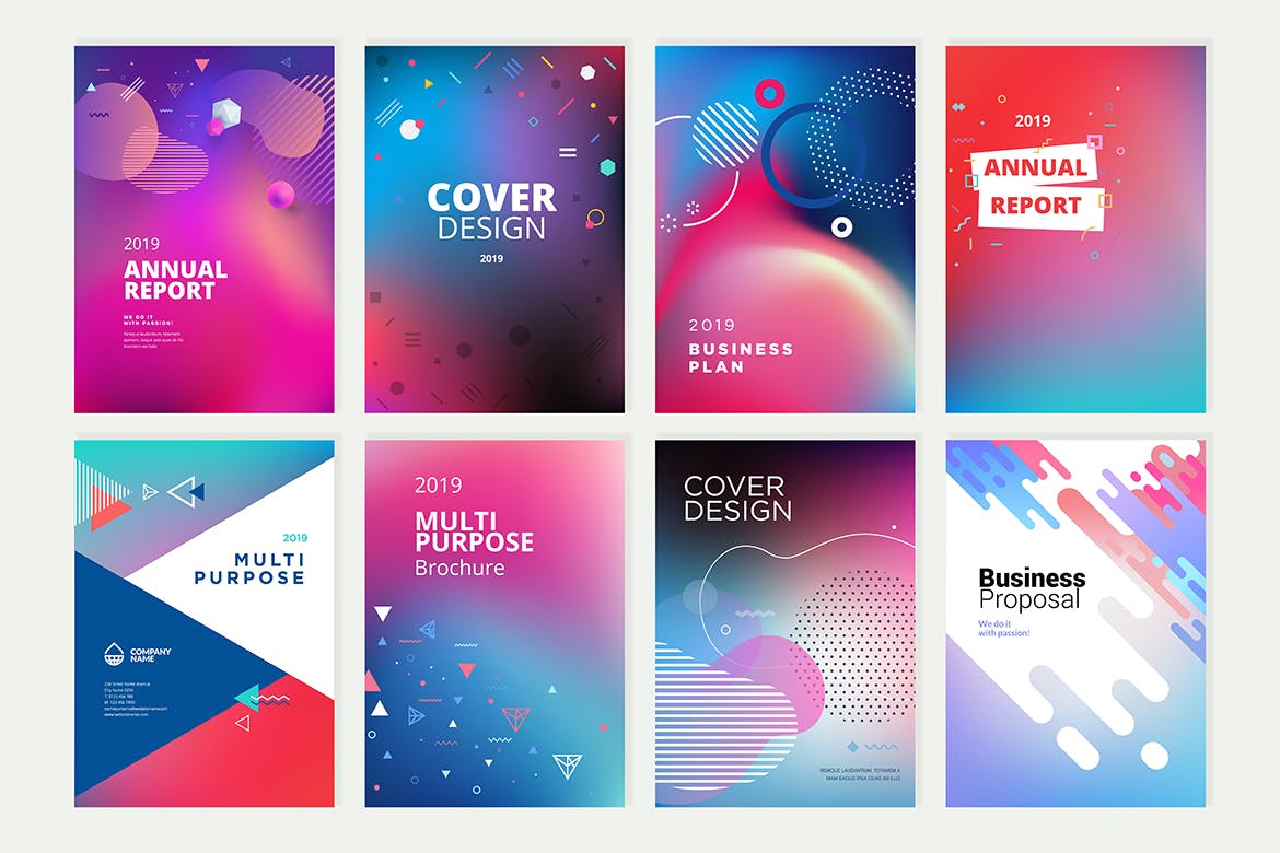 前沿新潮的科技公司年度业务报告画册封面设计模板大合集下载[EPS]