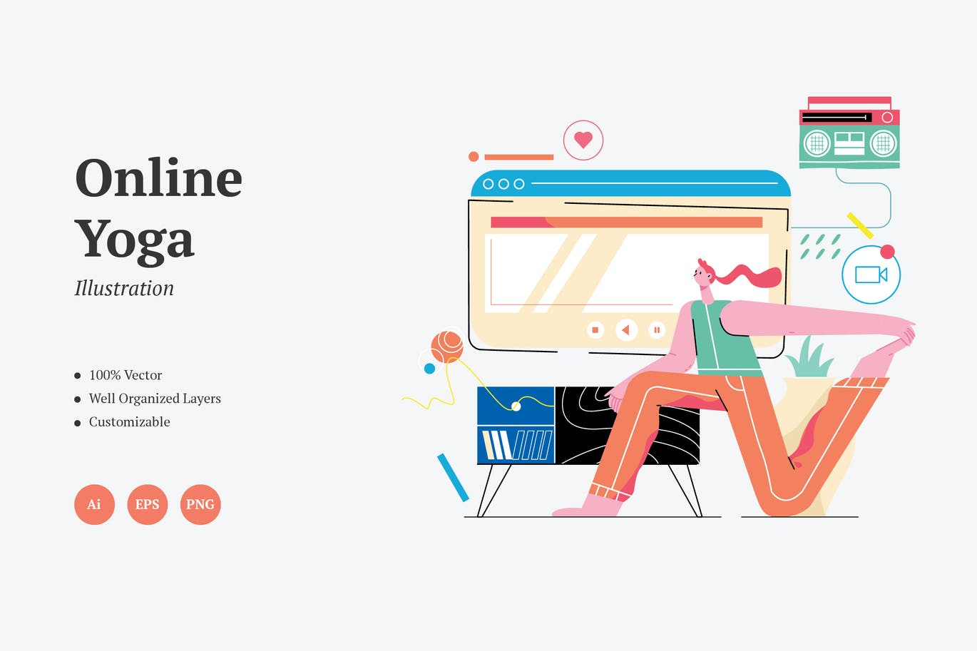 扁平化谷歌风格矢量插画banner海报大集合-AI，PNG，EPS