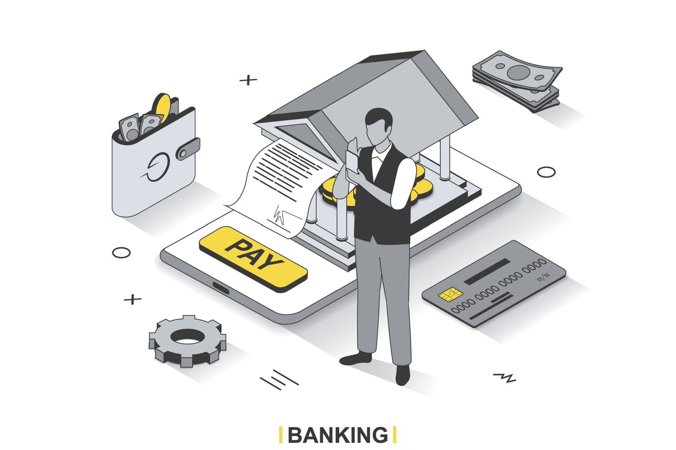 高品质的多行业多用途的3D立体等轴等距banner UI矢量插画大集合-AI, EPS, JPG, PNG, PDF, SVG