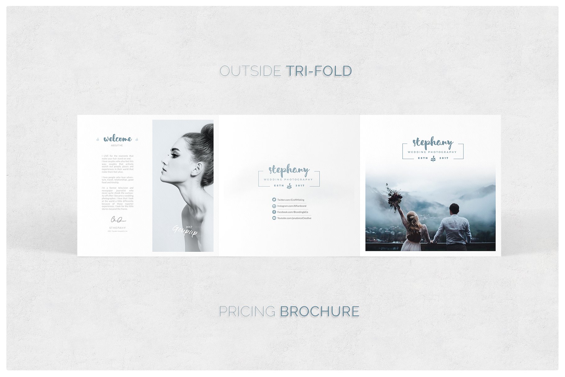 时尚方形画册模板 Square Trifold