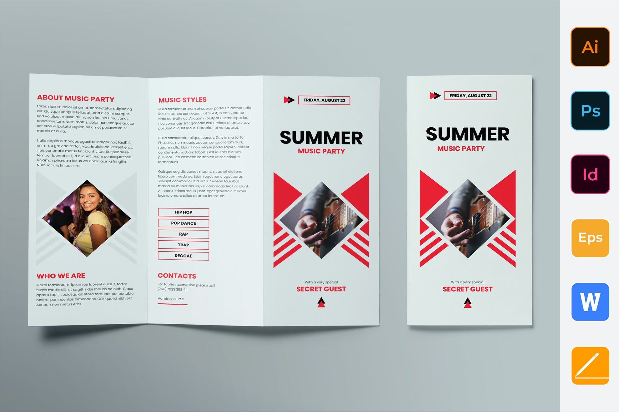 音乐活动宣传折页模板 三折页 宣传单 活动宣传单页设计[Ai,indd,PSD]