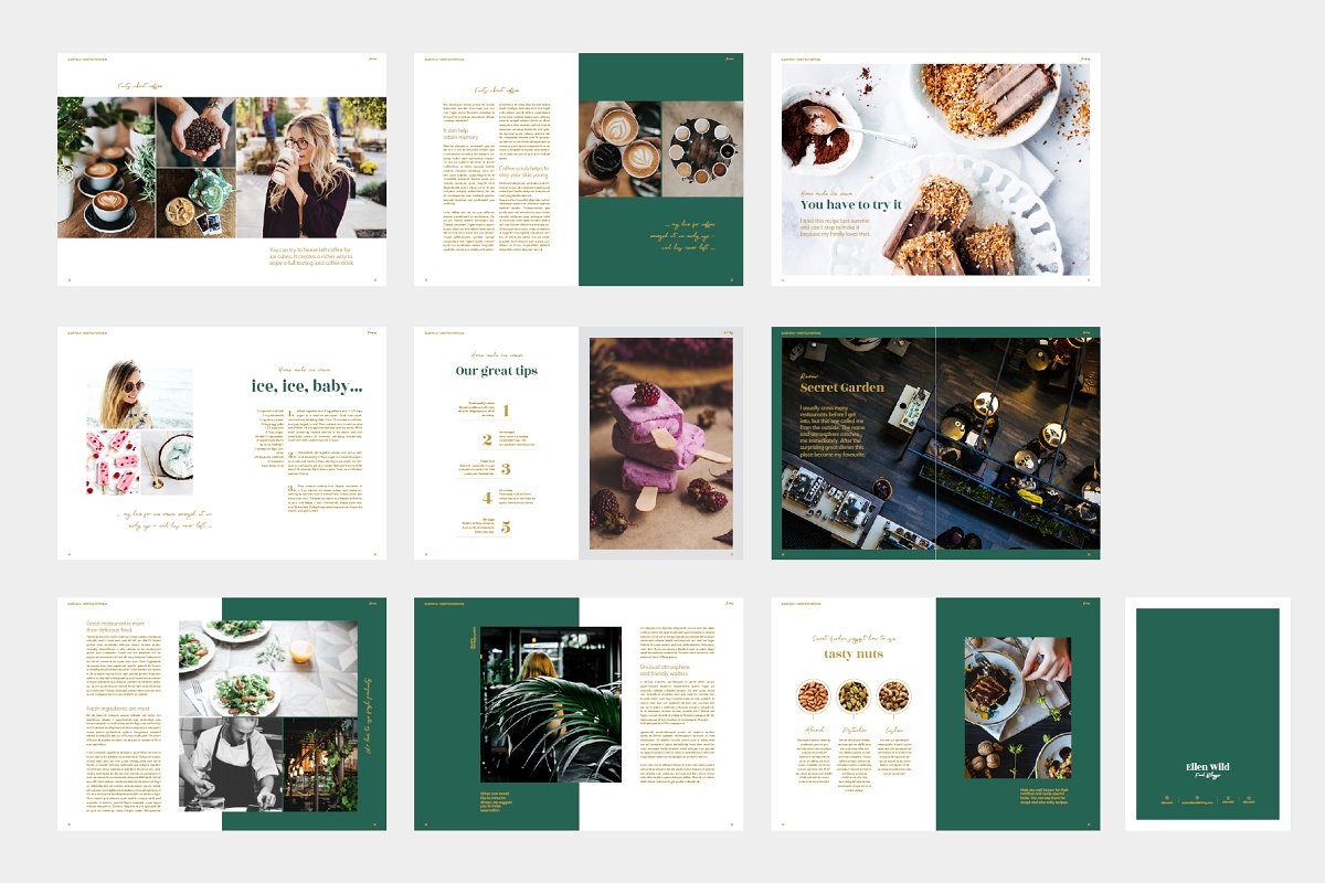 绿色主题时尚杂志画册设计模板