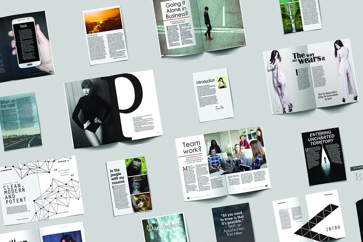 时尚的企业/社交杂志InDesign设计模板捆绑包