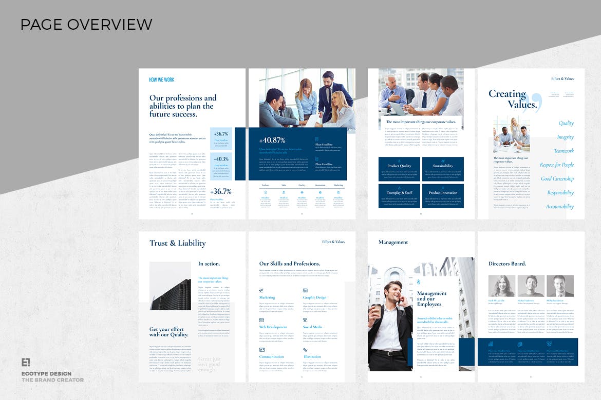 时尚高端简约商业商务质感的年度报告品牌手册画册杂志房地产楼书设计模板（indd）