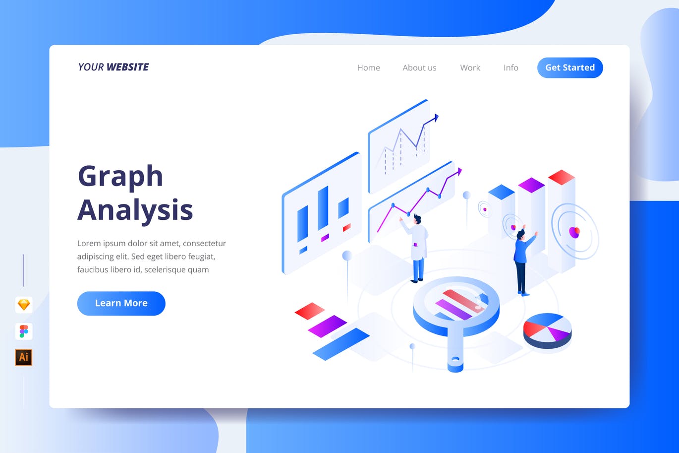 2.5D等轴等距3D立体banner插画设计模板（AI, EPS, FIG, SKETCH）