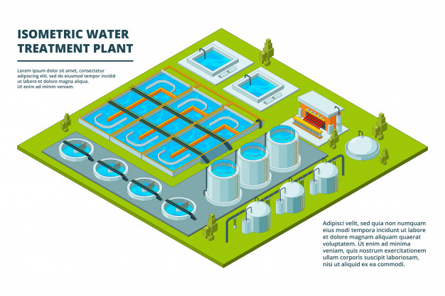 2.5D污水处理厂概念插画