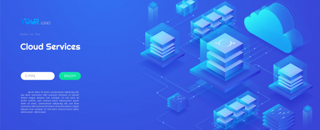 2.5D云计算服务技术概念插画