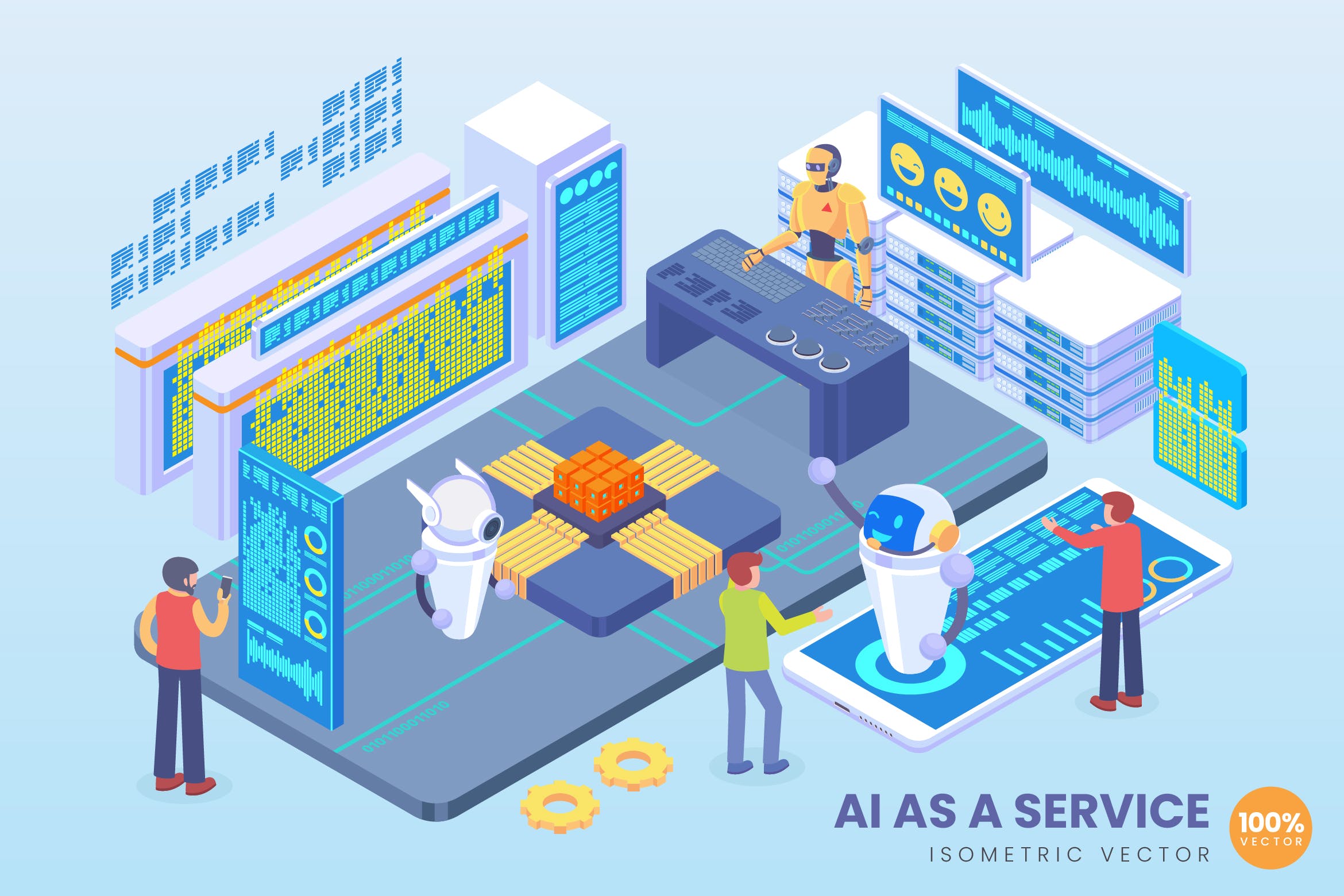 2.5风格的人工智能矢量插画素材下载[Ai]