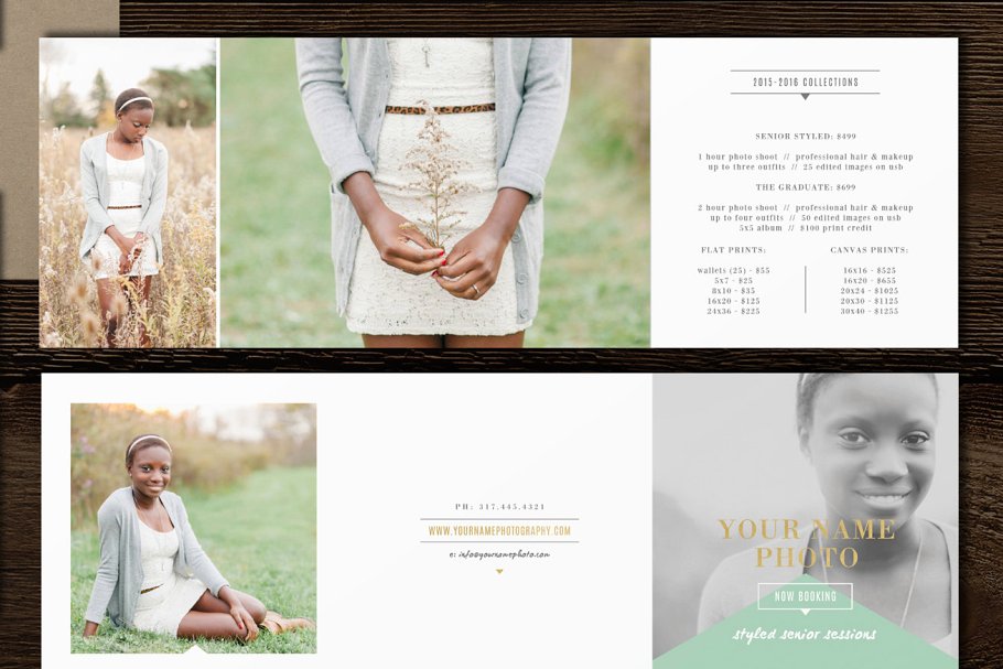 照片画册服务套餐模板 Senior Photographer Price List