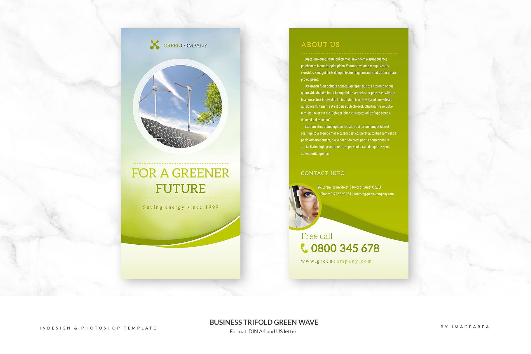 绿色画册模板 Business Trifold Green Wave