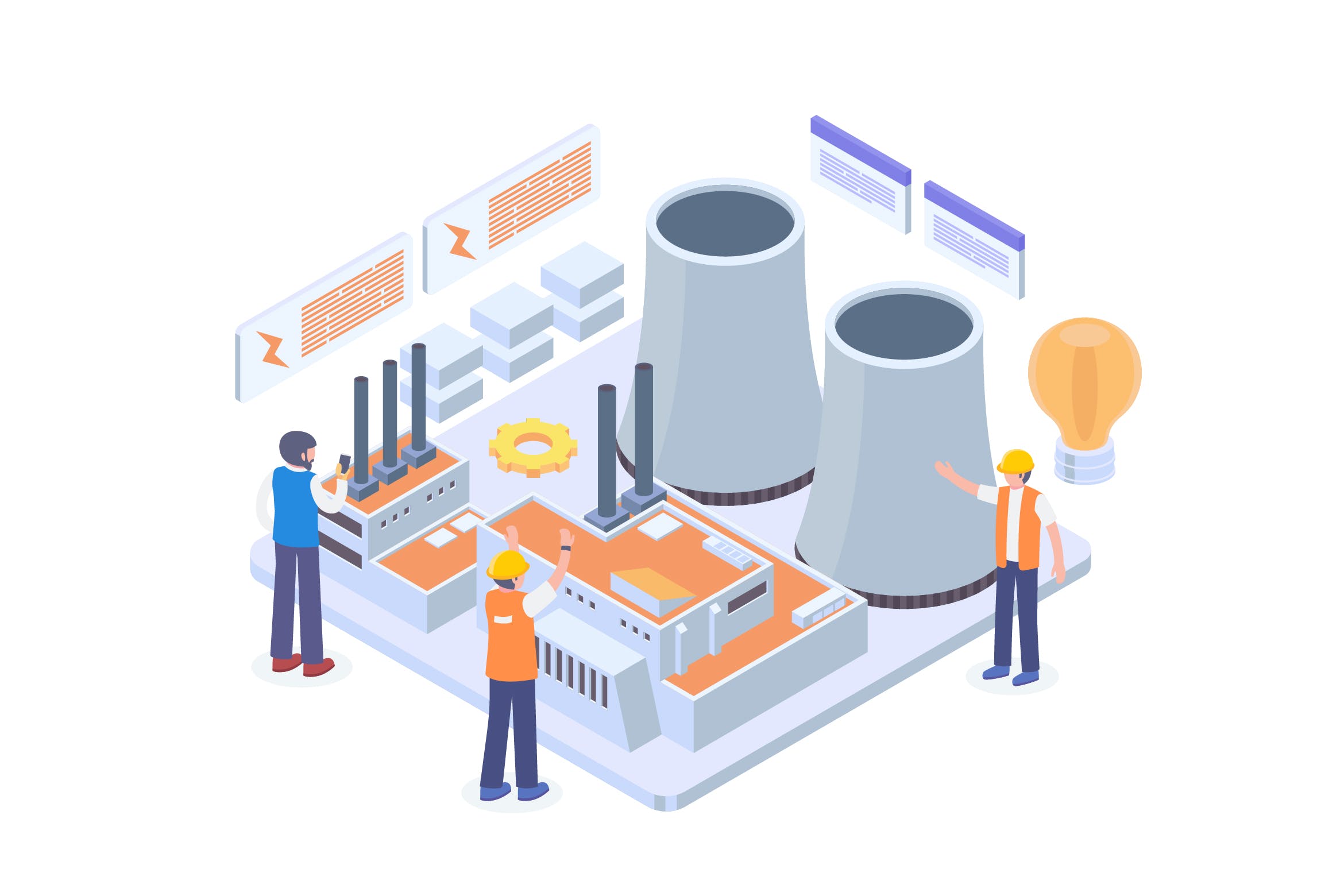 2.5D风格电厂等距矢量插画[Ai]