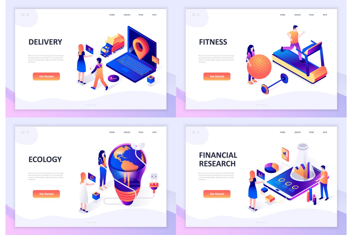 时尚高端3D立体2.5D等轴等距平面设计概念banner插画着陆页海报设计模板-5